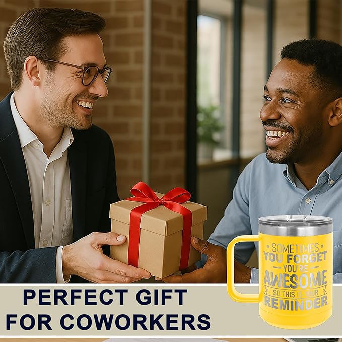 Spotted Dog Company Inspirational Travel Coffee Mug, Inspirational Gifts for Men Dad Father Wife Sister Women, Birthday For Him Her, You?셱e Awesome Tumbler, Teacher Coworker Gifts 15oz Yellow