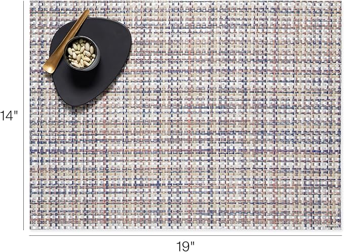 Chilewich Basketweave Placemats in Bon Bon - Set of 4 - Easy Care Woven Tabletop Textiles - Indoor/Outdoor - 19" x 14" Rectangle