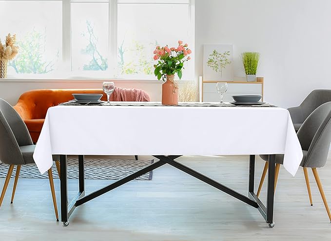 Utopia Kitchen Rectangle Table Cloth 1 Pack(60x84 Inches, White), Tablecloth Machine Washable, Polyester Table Cover for Dining, Buffet Parties, Picnics, Events, Weddings and Restaurants