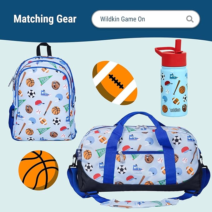 Wildkin Kids Insulated Lunch Box ??Durable and Reusable for School & Travel - Game On