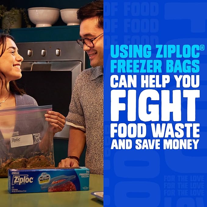 Ziploc Gallon Food Storage Freezer Bags, Stay Open Design, Easy to Fill, 80 count
