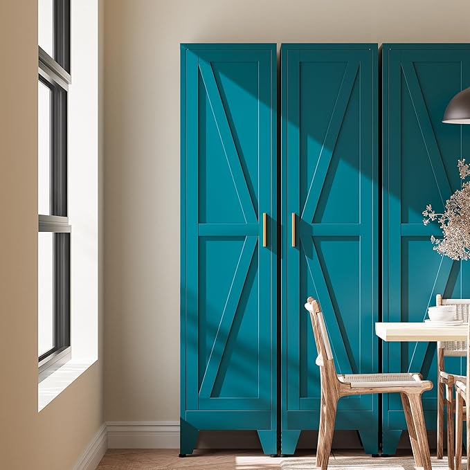 67?쏦 Blue Narrow Kitchen Cabinet, Metal Skinny Pantry Storage Cabinet,Tall Narrow Bathroom Storage Cabinet with Adjustable Shelves,Slim and Thin Pantry Cabinets for Living Room Dining Room