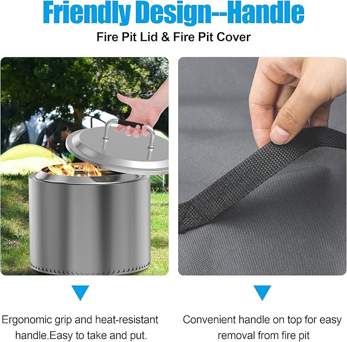 LS'BABQ Fire Pit Lid with Handle and Fire Pit Cover Replacement for Solo Stove Bonfire 19.7'',Stainless Steel Fire Pit Lid with Heat Resistant Handle,Waterproof Cover for Solo Stove Bonfire 2.0