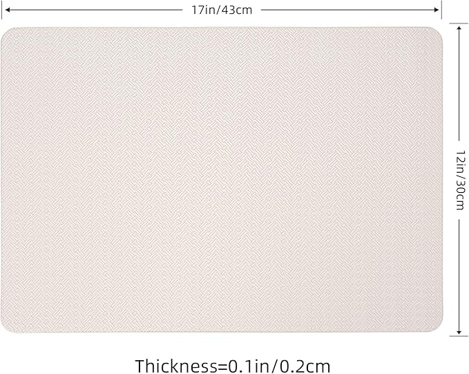 PROMATTOO Faux Leather Placemats Set of 4 – 17x12 Inch Vinyl Table Mats, Heat Resistant, Non Slip, Wipeable & Washable, Easy to Clean Dining Table Decor for Kitchen & Dining Room（Ivory White）