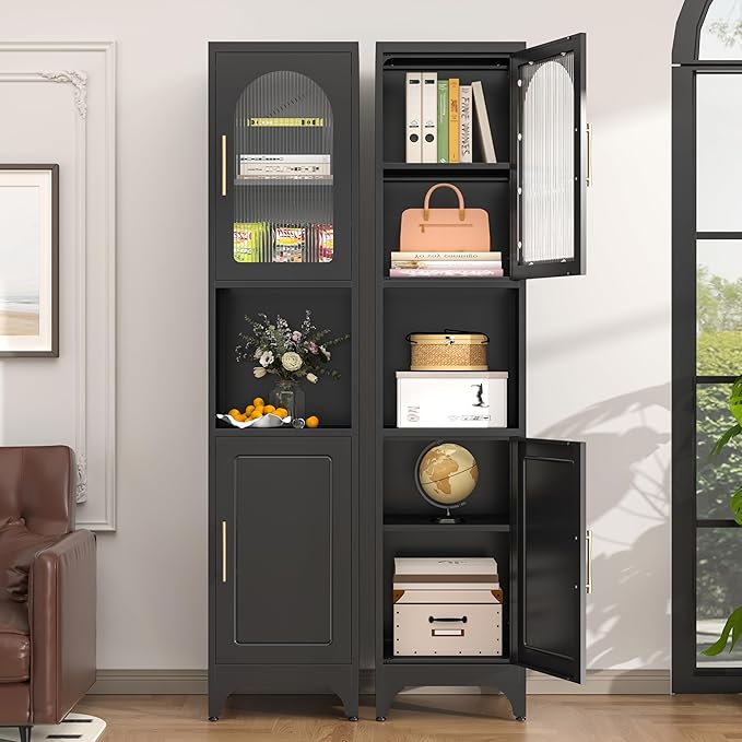 Tall Bathroom Storage Cabinet,Freestanding Storage Cabinet with Doors and Shelves,Slim Bathroom Cabinet,Small Cabinets for Living Room