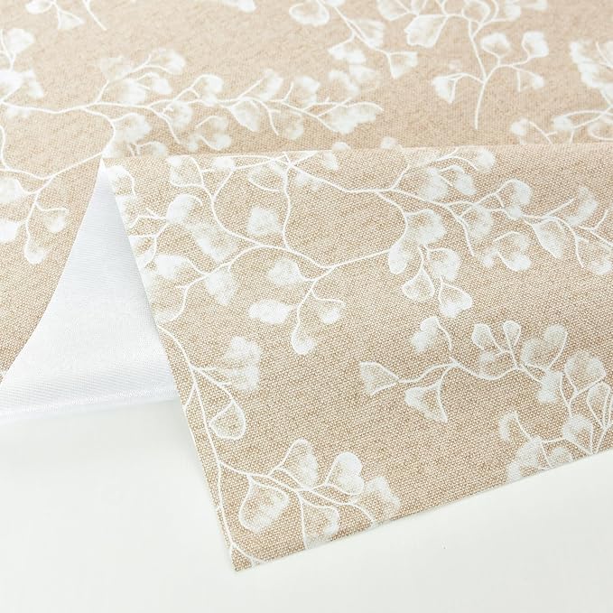LOHASCASA Heavy Duty Vinyl Oilcloth Tablecloth PVC Waterproof Plastic Wipeable Spillproof Peva Tablecloth for Spring Outdoor Camping Picnic Oblong 54x84 Inch Tan Flower
