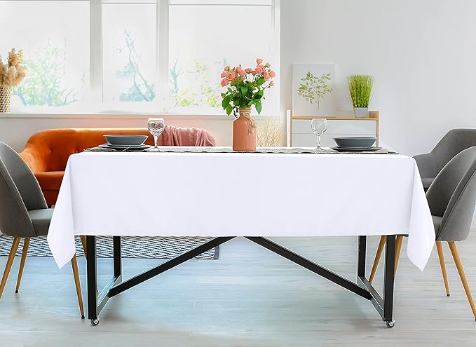 Utopia Kitchen Rectangle Table Cloth 2 Pack(90x156 Inches, White), Tablecloth Machine Washable, Polyester Table Cover for Dining, Buffet Parties, Picnics, Events, Weddings and Restaurants