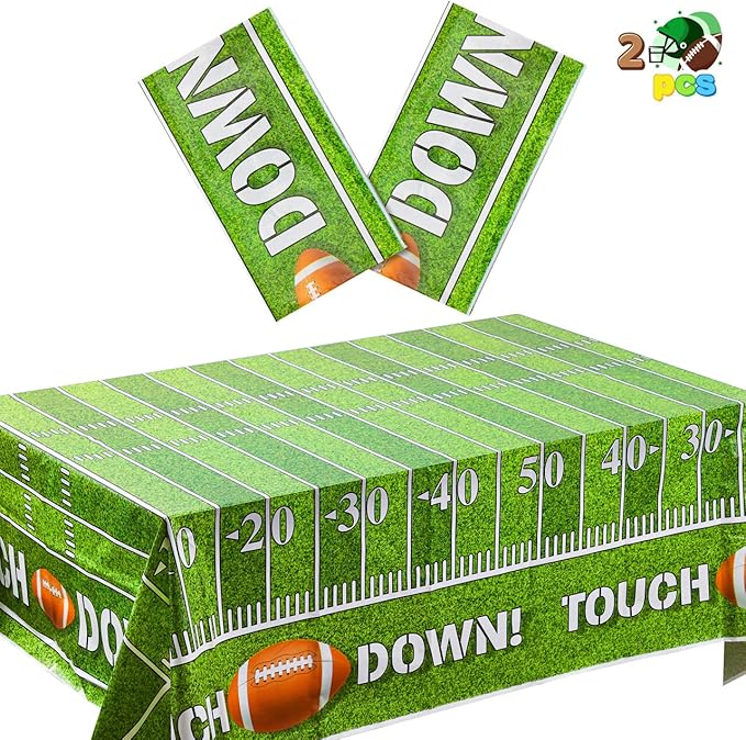JOYIN 2 PCS Football Table Cover (54??72") for Football Party Touchdown Tablecloth, Game Day Table Covers, Tailgate Table Cover Plastic Party Supplies