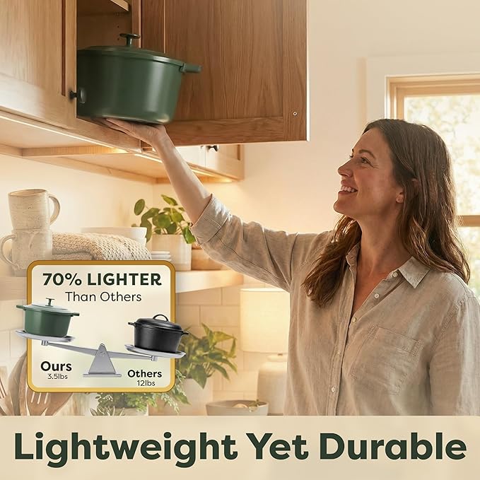 Gotham Steel 5 Qt Lightweight Dutch Oven Pot with Lid & Holders, Ceramic Non Toxic, Oven Safe & Even Heat Retaining Dutch Oven for Bread Baking Sourdough, Soup, Casserole, 70% Lighter than Cast Iron
