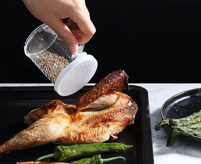 New Star Foodservice 22513 Plastic Dredge with 3 Snap-on Lid, Seasoning Sugar Spice Pepper Shaker, 10 OZ