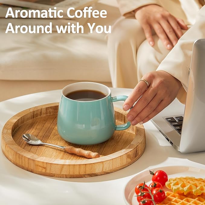 Teocera 16oz Ceramic Coffee Mugs Set of 4 ??Stackable Latte Cups, Microwave, Dishwasher & Oven Safe ??Ideal for Coffee, Cappuccino, Hot Chocolate, Housewarming Gifts, Turquoise