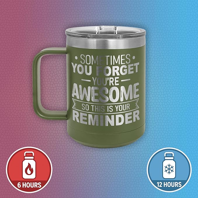 Spotted Dog Company Inspirational Travel Coffee Mug, Inspirational Gifts for Men Dad Father Wife Sister Women, Birthday For Him Her, You?셱e Awesome Tumbler, Teacher Coworker Gifts 15oz Olive