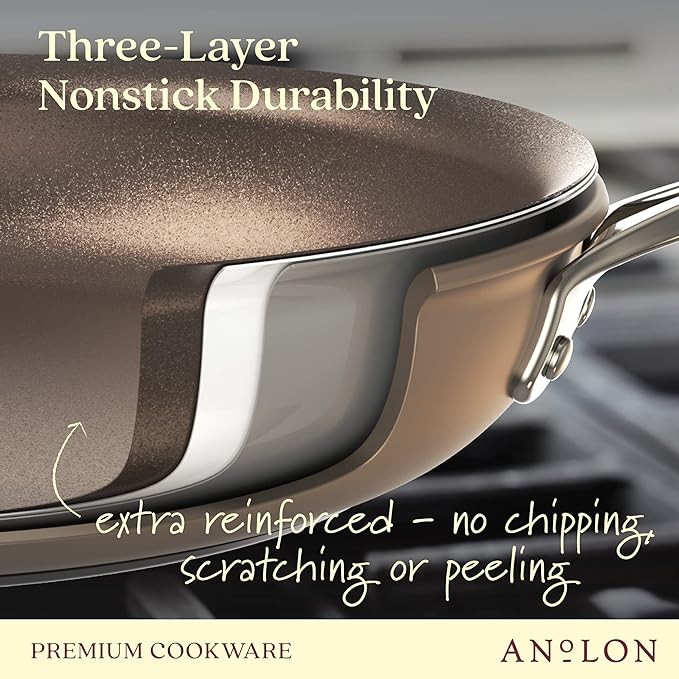 Anolon Ascend Hard Anodized Nonstick Frying Pan/Skillet - Good for All Stovetops (Gas, Glass Top, Electric & Induction), Dishwasher & Oven Safe with Stainless Steel Handle,10 Inch - Bronze