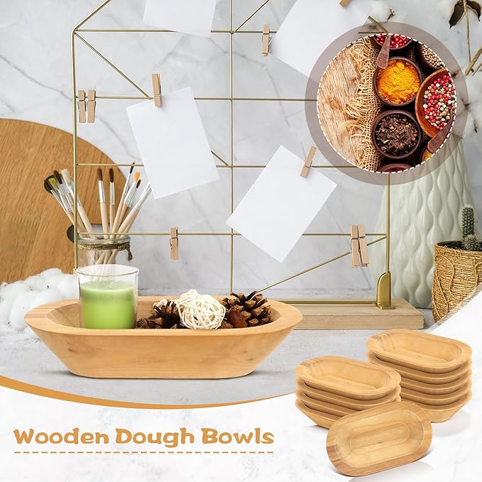 Nuogo 10 Pack Wooden Dough Bowls Bulk 8.5 Inch Rustic Dough Bowls for Wedding DIY Candle Home Crafts Making Farmhouse Fruits Supplies Decoration(Khaki)