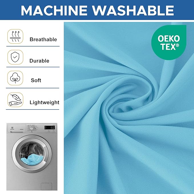 Enjoyidea Spandex Table Cloths for 8 Foot Rectangle Tables-6 Pack Fitted Stretch Light Blue Table Covers-Folding Tablecloths for Party, Vendor Booth Display, Banquet Buffet Event, Craft Trade Show