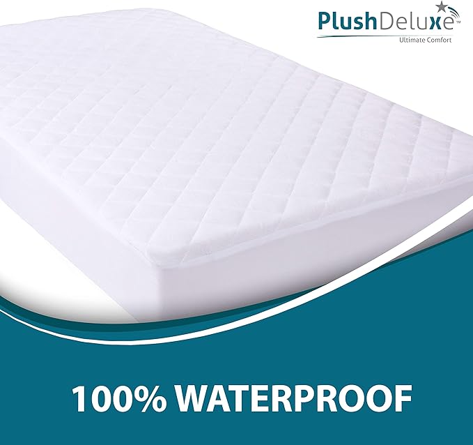 Crib Mattress Protector 100% Waterproof, Noiseless ??Viscose Made from Quilted Ultra Soft White Terry Fitted Sheet Style (28"x52")