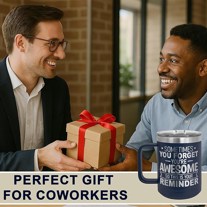 Spotted Dog Company Inspirational Travel Coffee Mug, Inspirational Gifts for Men Dad Father Wife Sister Women, Birthday For Him Her, You?셱e Awesome Tumbler, Teacher Coworker Gifts 15oz Navy Blue