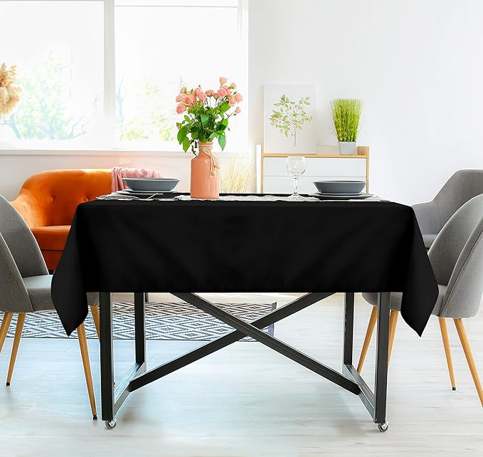 Utopia Kitchen Square Table Cloth 2 Pack(54x54 Inches, Black), Tablecloth Machine Washable, Polyester Table Cover for Dining, Buffet Parties, Picnics, Events, Weddings and Restaurants
