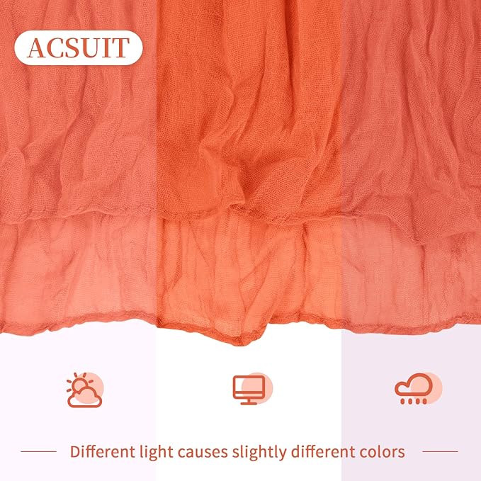 8 Pack Orange Cheesecloth Table Runner 20 x 120 inch Gauze Table Runners 10 FT Long,Semi Sheer Cheese Cloth Fabric Table Runner Bulk for Wedding,Party,Baby Shower,Bridal Shower Decoration