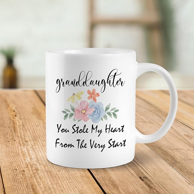 Granddaughter Gift Coffee Mug - You Stole My Heart Ceramic Tea Cup 11oz - From Grandma Grandpa