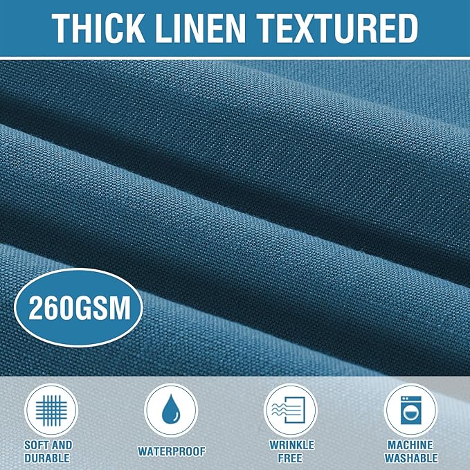 H.VERSAILTEX Linen Textured Table Cloths 54 x 108 Inch Premium Solid Tablecloth Spill-Proof Waterproof Table Cover for Dining Buffet Feature Extra Soft and Thick Fabric Wrinkle Free, Ink Blue