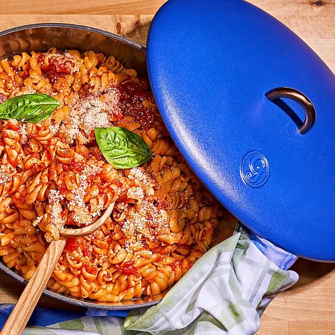Great Jones Dutchess Cast Iron Dutch Oven Pot With Lid (Blueberry) - Large 6.75 Quart Size, Dual Handles - All Stovetop Safe - 500째 Dutch Oven For Bread Baking | Dishwasher Friendly