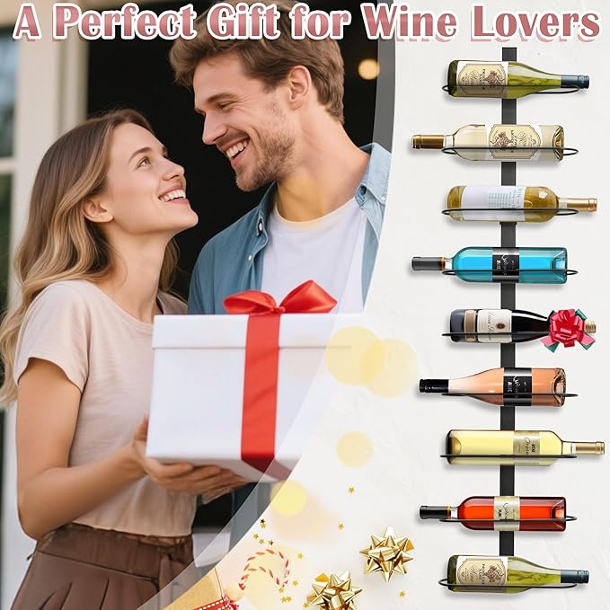 Wall Mounted Wine Rack: 9 Bottle Metal Wine Holder - Wall Wine Storage Organizer Shelf