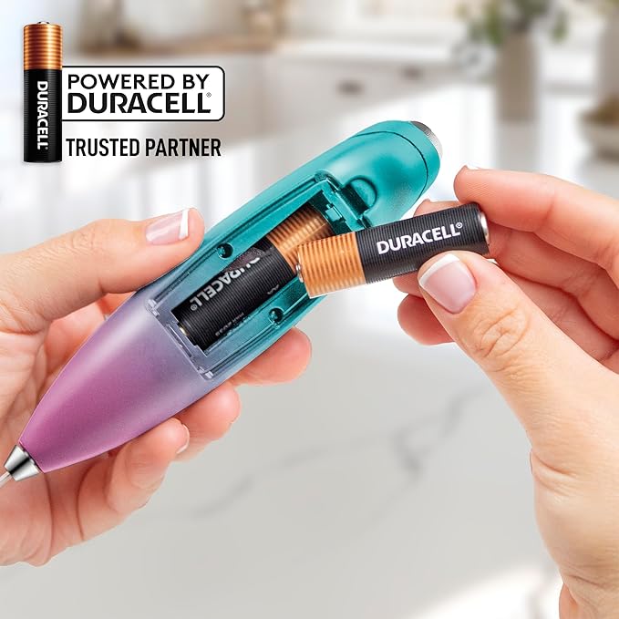 Zulay Kitchen Handheld Milk Frother with Duracell AA Batteries ??Ultra Fast Electric Mixer & Foam Maker, Easy-Clean Drink Mixer for Coffee & More - Teal Pink Fade