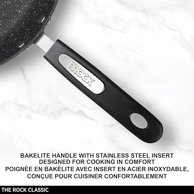Starfrit The Rock 11'' (28cm) Non-Stick Stir Fry Pan - Durable Forged Aluminum - Oven Safe - PFOA Free - Easy to Clean - Black