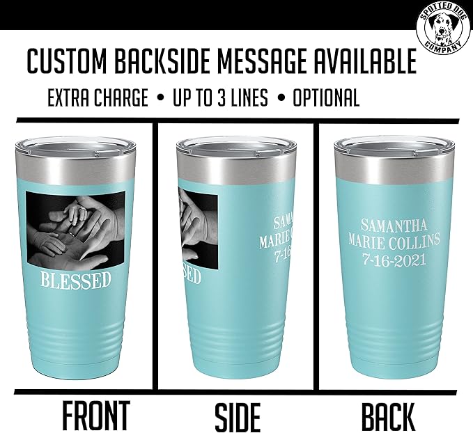 Personalized 20oz (17 Colors) Photo Picture Printed Insulated Stainless Steel Powder Coated Tumbler with Lid ??Customized Mom Mother's Day Gift Gift for Men, Custom Mum Women Dad Men (Teal)