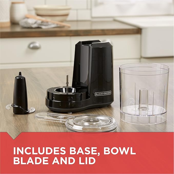 BLACK+DECKER 3-Cup Electric Food Chopper, HC300B, One Touch Pulse, 175W Motor, Stay-Sharp Blade, Dishwasher Safe (Pack of 2)