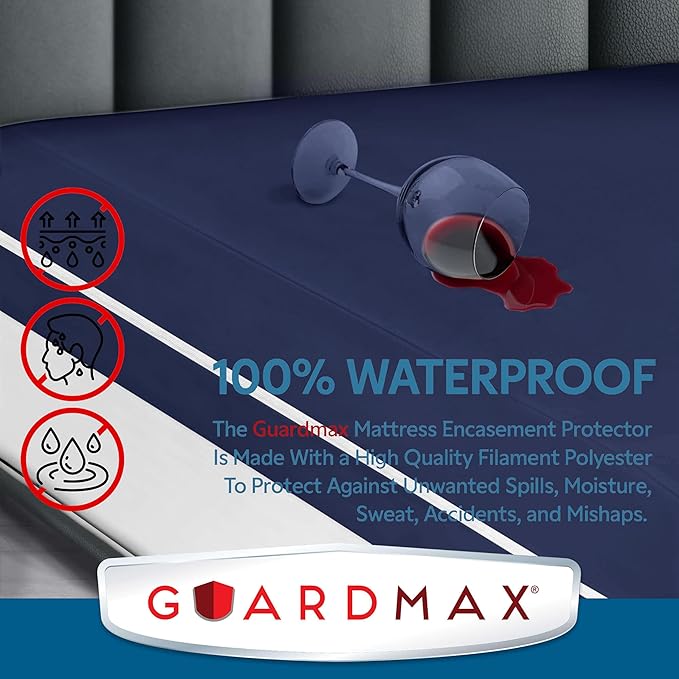 Guardmax Jersey Knitted Twin Zippered Mattress Encasement - Waterproof & Bed Bug Proof Mattress Protector - Comfortable, Soft, and Noiseless Zippered Bedding - Dust Mite Proof (39 x 75 x 10)