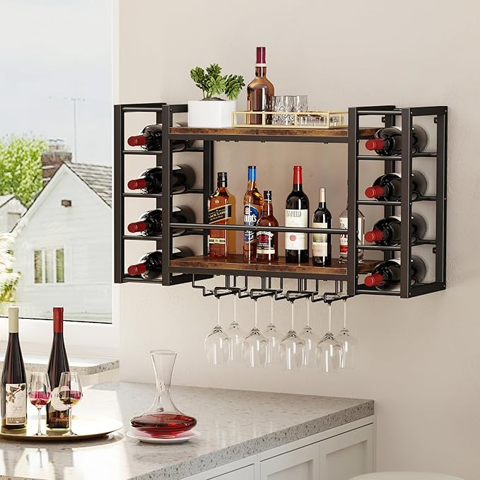 Homeiju Wall Mount Wine Rack 40 (31.9" W x 9.8" D x 19.7" H)