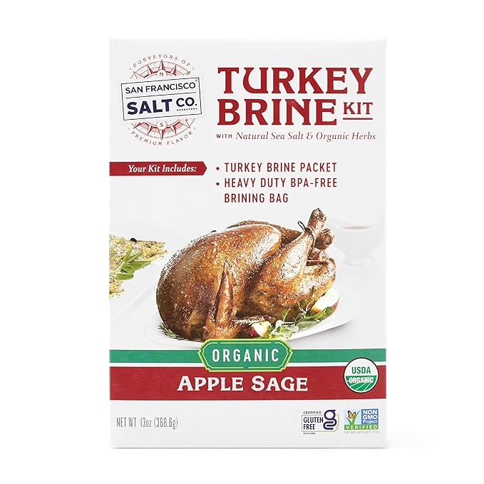 Organic Turkey Brine Kit - 13 oz. Apple Sage Brine with BPA-Free Brine Bag for Whole, Smoked, Oven-Roasted or Fried Turkey by San Francisco Salt Company