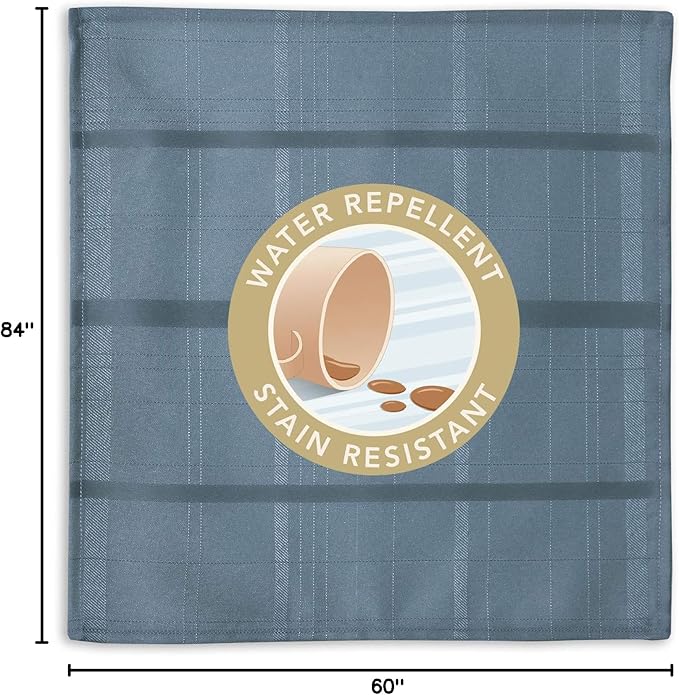 Newbridge 60 x 84 Inch Oval Fabric Tablecloth, Elegance Plaid, 100% Polyester, No Iron Soil Resistant Dining Room, Party and Banquet Table Cover, Solid Textured, Shadow Blue