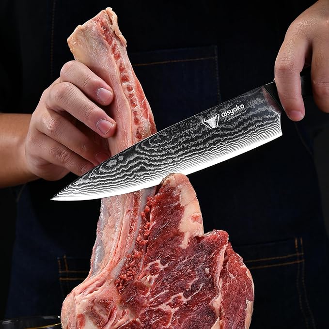 Professional Chef Knife 8 "Damascus Kitchen Knife 8C High carbon stainless steel Super sharp,Ergonomic Full Tang ABS Anti-Skid Handle utility knife Japanese Cooking Knife with Luxury Gift Box