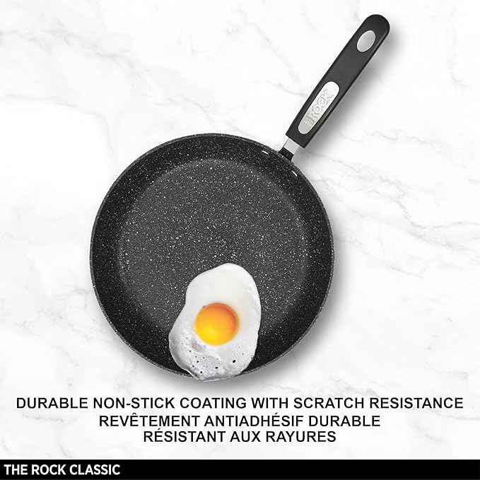 Starfrit The Rock 28 cm (11") Non-Stick Fry Pan - Durable Forged Aluminum - Oven Safe - PFOA Free - Easy to Clean - Black