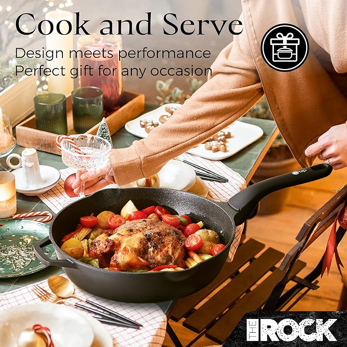 THE ROCK 1TSP 13PCS Cookware Set ??Pots and Pans Set Non Stick with ROCK.TEC ??Nothing Sticks, Never Warps, Lasts Longer ??Healthy, Multifunctional, All-in-One Fry Pan, Saucepan, Stockpot & More