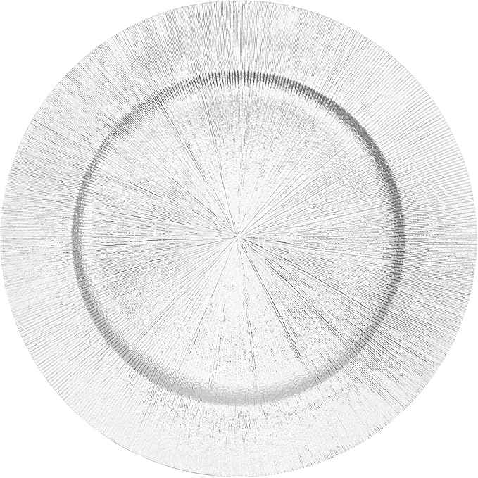 50pcs Silver Charger Plates, 13" Round Reusable Decorative Flower Relief Carving Bulk Chargers for Dinner Plates, Wedding, Bridal Shower
