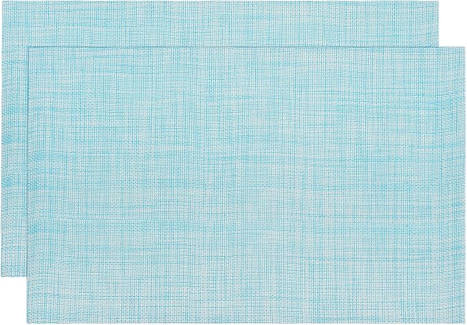 uxcell Place Mats, 450x300mm Table Mats Set of 2 PVC Washable Woven Placemat Blue