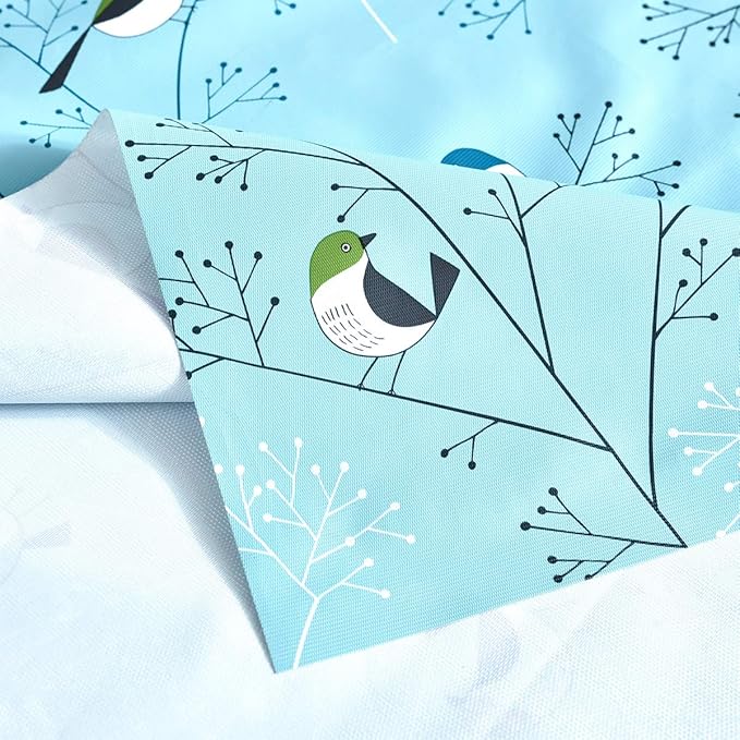 LOHASCASA Rectangular Vinyl Tablecloth Oil Cloth Plastic Peva Wipable Spill-Proof Heavy Duty Tablecloths Dining Teal Bird 54 x 78 Inch