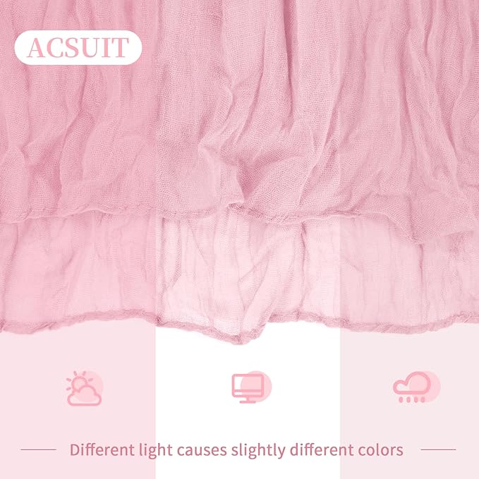 8 Pack Light Pink Cheesecloth Table Runner 20 x 120 inch Gauze Table Runners 10 FT Long,Semi Sheer Boho Cheese Cloth Fabric Table Runner Bulk for Wedding,Party,Baby Shower,Bridal Shower Decoration