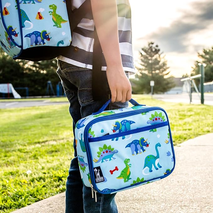 Wildkin Kids Insulated Lunch Box Boys ??Durable and Reusable for School & Travel (Dinosaur Land)