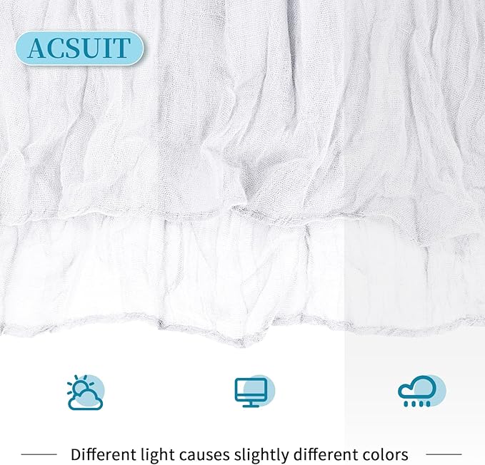 8 Pack White Cheesecloth Table Runner 20 x 120 inch Gauze Table Runners 10 FT Long,Semi Sheer Boho Cheese Cloth Fabric Table Runner Bulk for Wedding,Party,Baby Shower,Bridal Shower Decoration