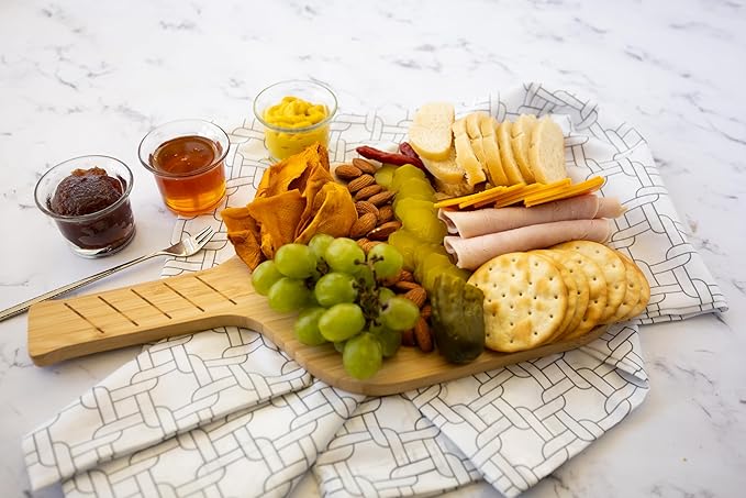 Fox Run Pickleball Paddle Charcuterie Boards, Set of 2 Bamboo Cheese Serving Boards, 14.5" x 7.5"
