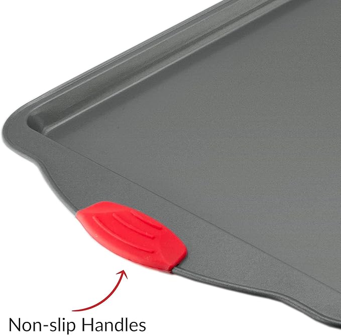Premium Nonstick Baking Sheet Pans ??Set of 3, Heavy-Gauge Carbon Steel, Warp, Dent, and Rust-Resistant ??Gourmet Rimmed Half Cookie Sheet Trays, Non-Toxic for Exceptional Baking Performance