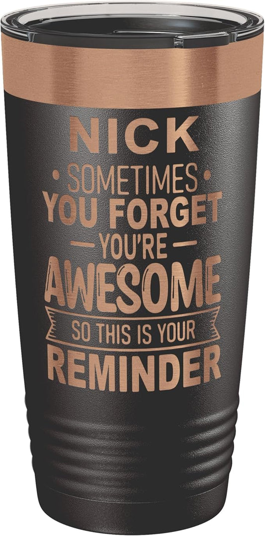 Personalized Inspirational Tumbler, Inspirational Gifts for Men Dad Father Wife Sister Women, Custom Birthday For Him Her, Customized You?셱e Awesome Tumbler, Teacher Coworker 20oz Black Copper