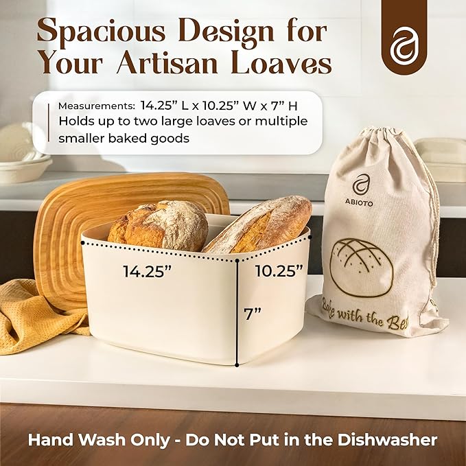 Extra Large Bread Box for Kitchen Countertop with 2 Bread Bags - Sturdy Modern Construction, Ribbed Design Keeps Bread Fresh Longer - Large Sourdough Bread Box with Cutting Board Lid (Black)
