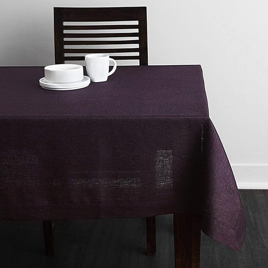 Solino Home Linen Tablecloth 60 x 120 Inch - 100% Pure Linen Grape Table Cloth for Rectangle Tables - Athena, Machine Washable Tablecloth for Winter, Valentines, Spring, Easter