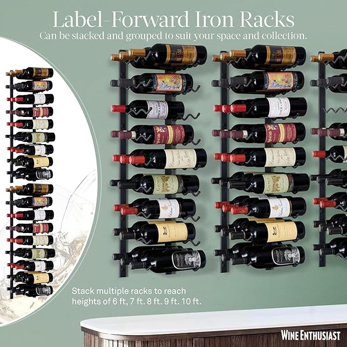Wine Enthusiast N'FINITY 27 Bottle Wall Mounted Metal Wine Rack ??Label Forward Wine Rack with Easy Installation - 3' Tall, 3 Column Deep (Black)